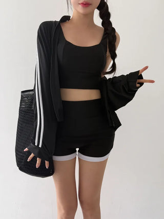 Backless Piece High-Waisted Zip-Up Rash Guard Swimsuit