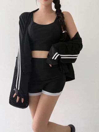 Backless Piece High-Waisted Zip-Up Rash Guard Swimsuit