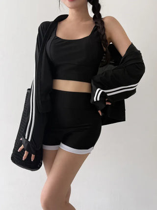 Backless Piece High-Waisted Zip-Up Rash Guard Swimsuit