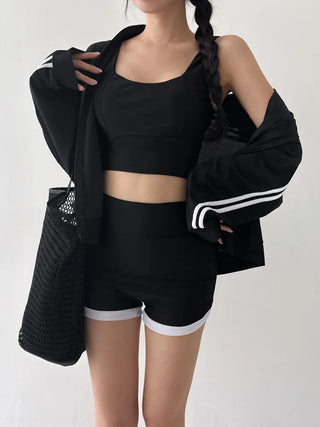 Backless Piece High-Waisted Zip-Up Rash Guard Swimsuit