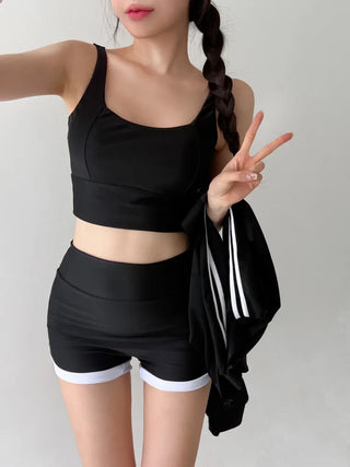 Backless Piece High-Waisted Zip-Up Rash Guard Swimsuit