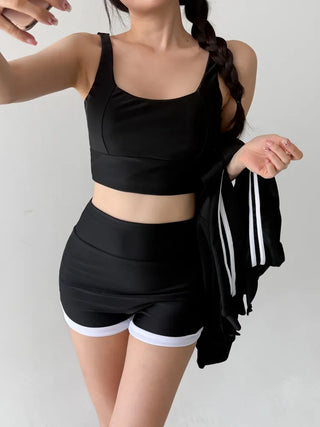 Backless Piece High-Waisted Zip-Up Rash Guard Swimsuit