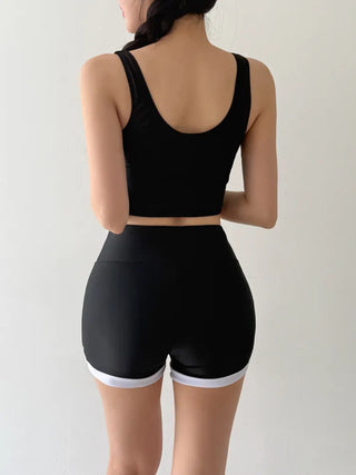 Backless Piece High-Waisted Zip-Up Rash Guard Swimsuit