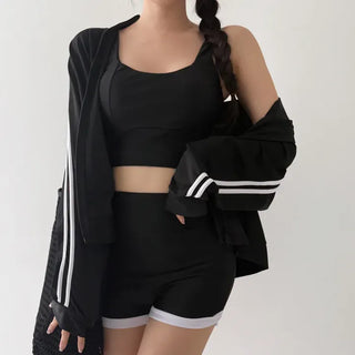 Backless Piece High-Waisted Zip-Up Rash Guard Swimsuit