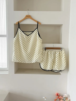 Dot Pops Summer Sleeveless Top & Shorts Two-Piece Pajama Set