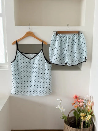Dot Pops Summer Sleeveless Top & Shorts Two-Piece Pajama Set
