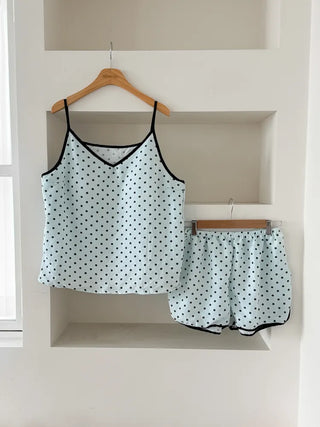 Dot Pops Summer Sleeveless Top & Shorts Two-Piece Pajama Set