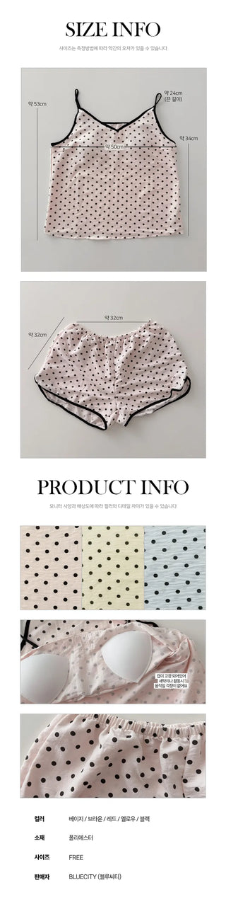 Dot Pops Summer Sleeveless Top & Shorts Two-Piece Pajama Set
