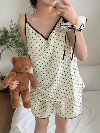 Dot Pops Summer Sleeveless Top & Shorts Two-Piece Pajama Set