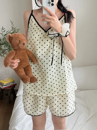 Dot Pops Summer Sleeveless Top & Shorts Two-Piece Pajama Set