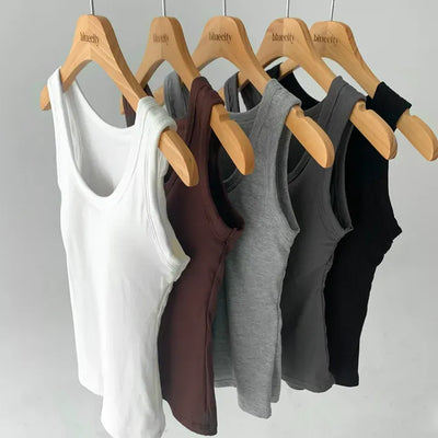 New Roni Basic Daily Plain Sleeveless Sleeveless Bra Cup Sleeveless Top