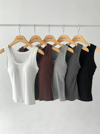 New Roni Basic Daily Plain Sleeveless Sleeveless Bra Cup Sleeveless Top