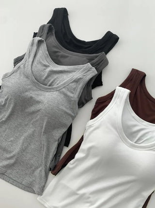 New Roni Basic Daily Plain Sleeveless Sleeveless Bra Cup Sleeveless Top