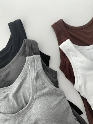 New Roni Basic Daily Plain Sleeveless Sleeveless Bra Cup Sleeveless Top