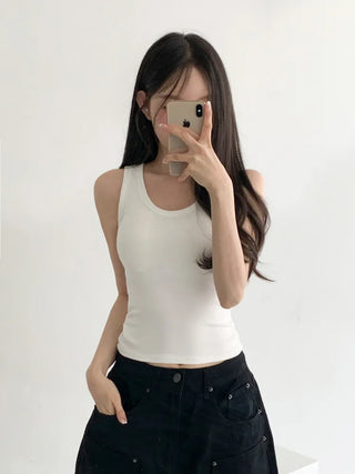 New Roni Basic Daily Plain Sleeveless Sleeveless Bra Cup Sleeveless Top