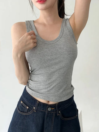 New Roni Basic Daily Plain Sleeveless Sleeveless Bra Cup Sleeveless Top