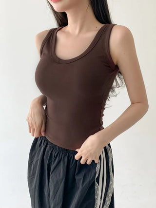 New Roni Basic Daily Plain Sleeveless Sleeveless Bra Cup Sleeveless Top