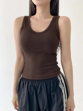 New Roni Basic Daily Plain Sleeveless Sleeveless Bra Cup Sleeveless Top