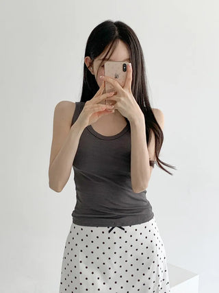 New Roni Basic Daily Plain Sleeveless Sleeveless Bra Cup Sleeveless Top