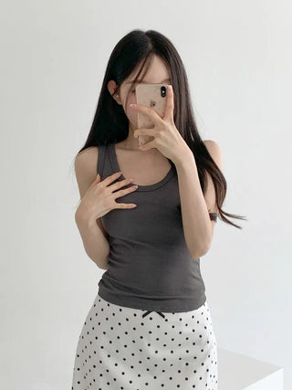 New Roni Basic Daily Plain Sleeveless Sleeveless Bra Cup Sleeveless Top