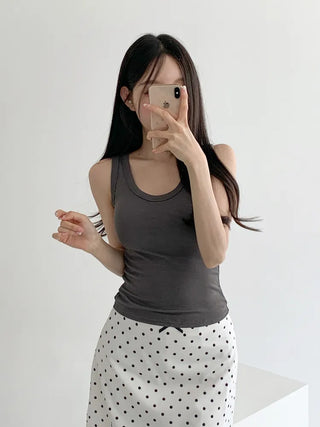 New Roni Basic Daily Plain Sleeveless Sleeveless Bra Cup Sleeveless Top