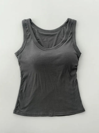 New Roni Basic Daily Plain Sleeveless Sleeveless Bra Cup Sleeveless Top