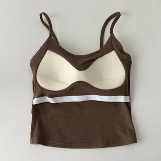 New Round Ribbed Sleeveless Cup Top Basic Daily Bra Cup Strap Sleeveless