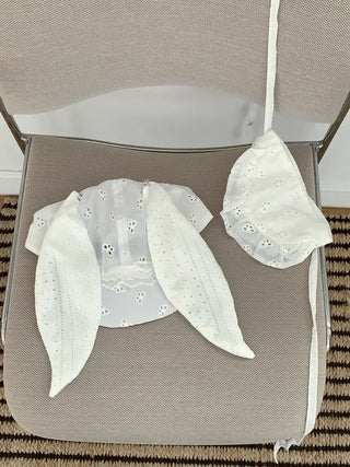 White Bunny Punched Lace Strap Belt Bag Hat 2 Types
