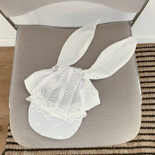 White Bunny Punched Lace Strap Belt Bag Hat 2 Types