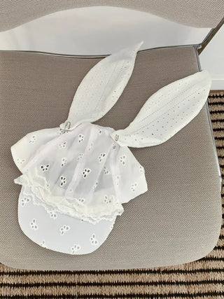 White Bunny Punched Lace Strap Belt Bag Hat 2 Types