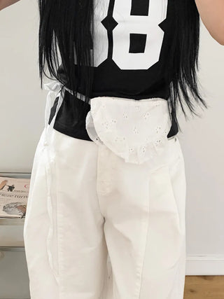 White Bunny Punched Lace Strap Belt Bag Hat 2 Types