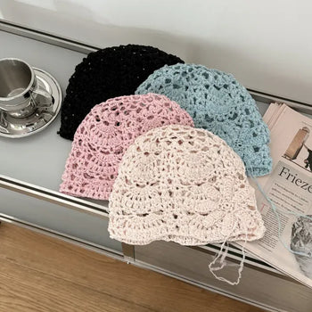 Niche Flower Drop Knit Beanie Hat