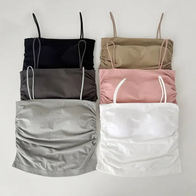 Slender Side Shirring Strappy Sleeveless Top