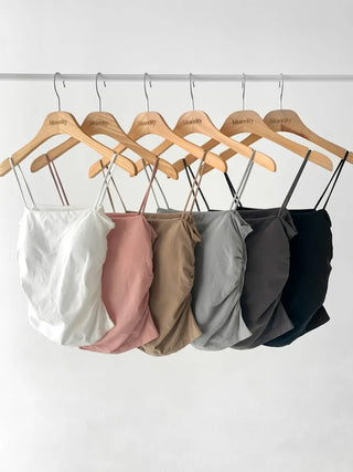 Slender Side Shirring Strappy Sleeveless Top