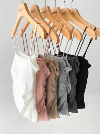 Slender Side Shirring Strappy Sleeveless Top