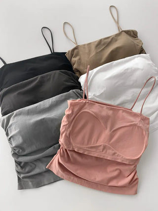 Slender Side Shirring Strappy Sleeveless Top