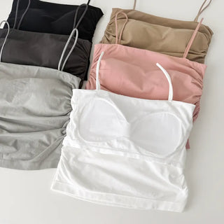 Slender Side Shirring Strappy Sleeveless Top