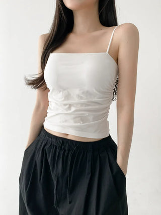 Slender Side Shirring Strappy Sleeveless Top