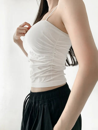 Slender Side Shirring Strappy Sleeveless Top