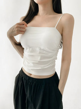 Slender Side Shirring Strappy Sleeveless Top