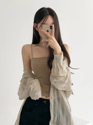 Slender Side Shirring Strappy Sleeveless Top