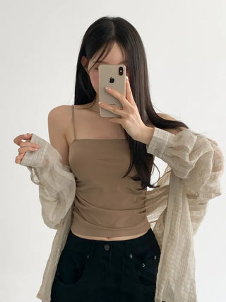 Slender Side Shirring Strappy Sleeveless Top