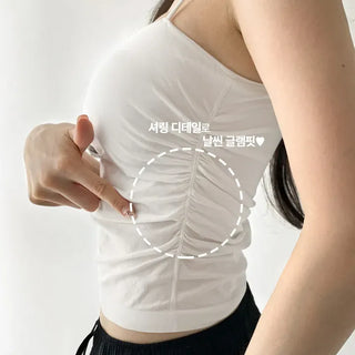 Slender Side Shirring Strappy Sleeveless Top