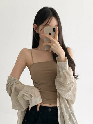 Slender Side Shirring Strappy Sleeveless Top