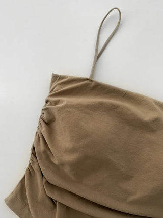 Slender Side Shirring Strappy Sleeveless Top