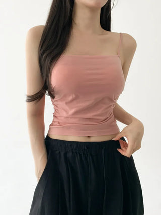 Slender Side Shirring Strappy Sleeveless Top