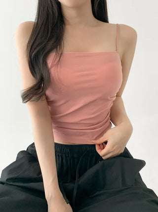 Slender Side Shirring Strappy Sleeveless Top