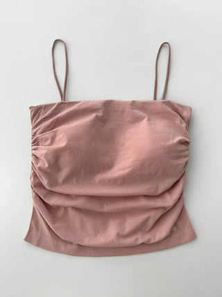 Slender Side Shirring Strappy Sleeveless Top