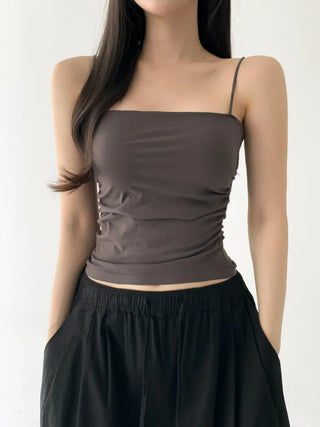 Slender Side Shirring Strappy Sleeveless Top