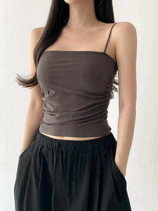 Slender Side Shirring Strappy Sleeveless Top